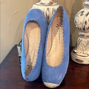 Isaac Mizrahi Periwinkle Suede Scalloped Ballet Flats